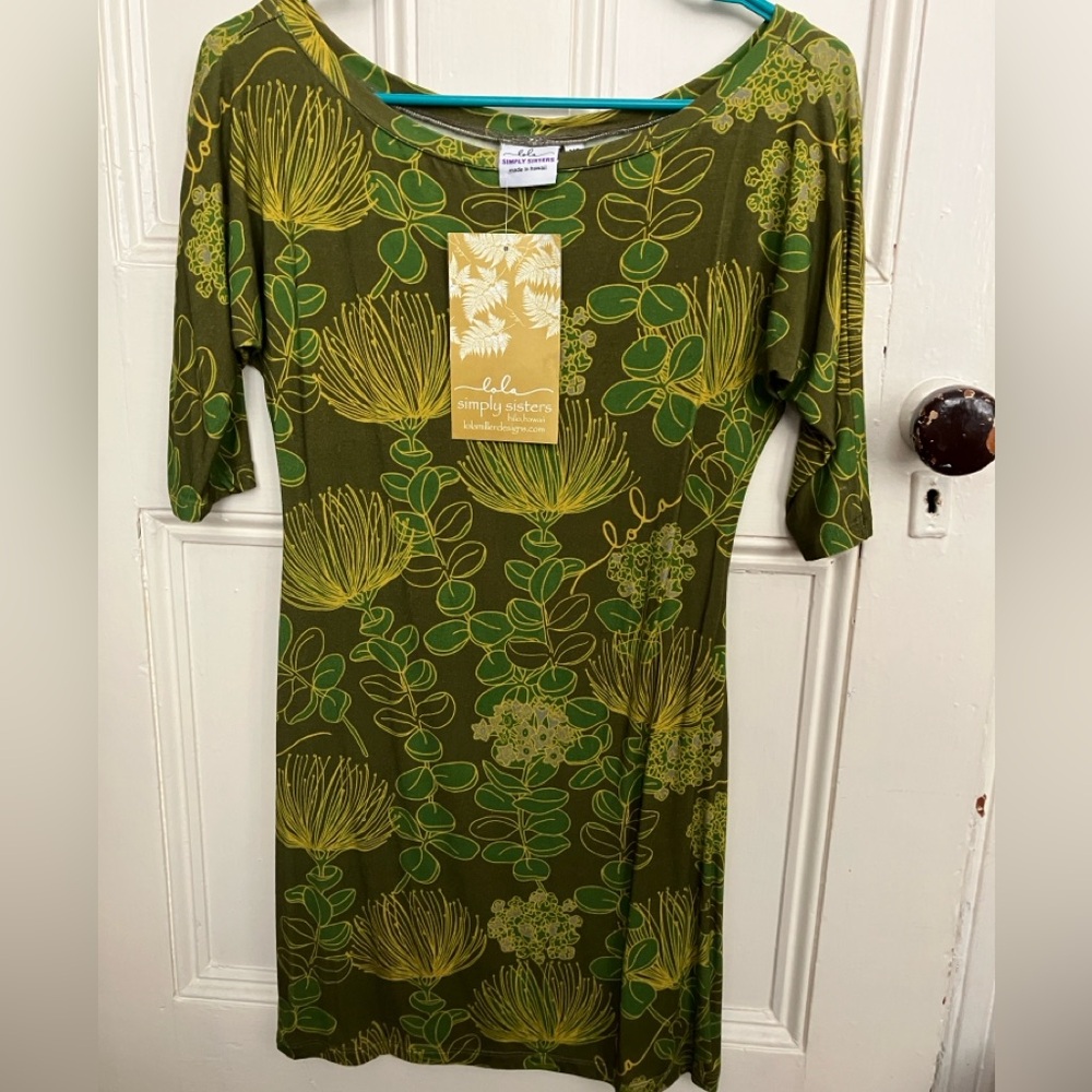 NWOT Simply Sisters by Lola Miller Hilo - Green Ohia Lehua XS Dress